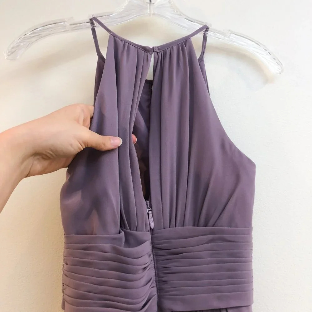 AZAZIE Mauve Chiffon Halter Formal Bridesmaids Maxi Dress C - Picture 4 of 9